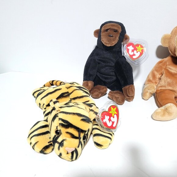 TY Beanie Baby Jungle Animals Lot of 4 Bongo '95 Congo '96 Mooch '99 Stripes '98 - Picture 2 of 11